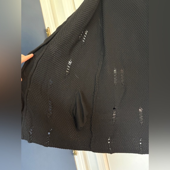 Foxblood Open Front Textured Dream Hooded Distressed Cardigan Sweater - M/L - Picture 4 of 12